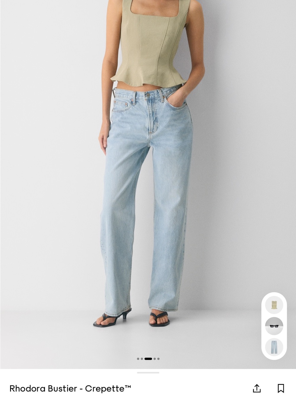 Wilfred Crepe Bustier Top in Sundried Olive - Picture 3 of 5